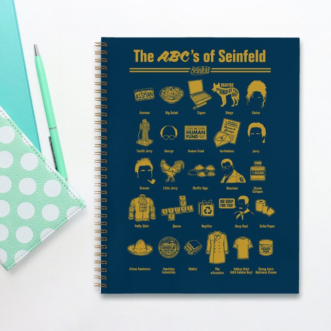 Seinfeld | The ABC's of Seinfeld Infographic Notebook (Notebook on desk)
