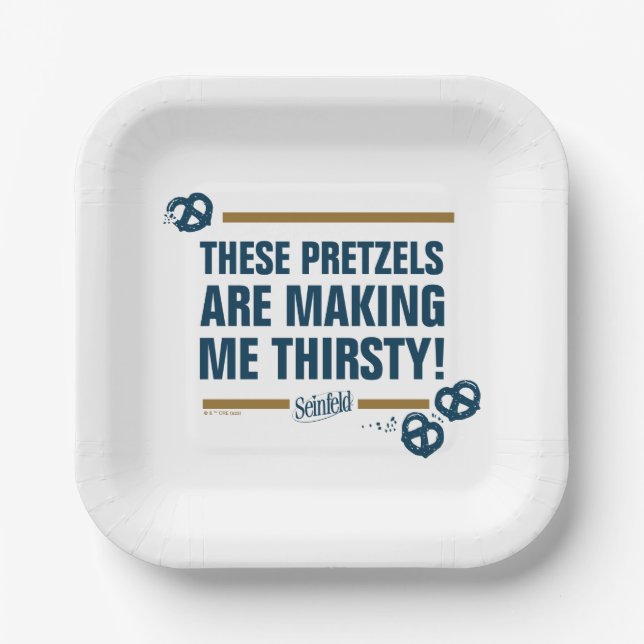 Seinfeld | "These Pretzels" Typography Graphic Paper Plate (Front)