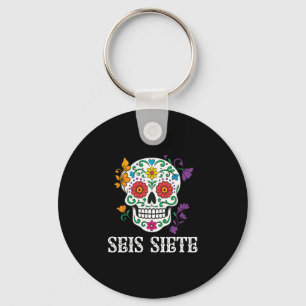 Seis Siete Mexican Los Muertos Calaveras Sugar Sku Keychain