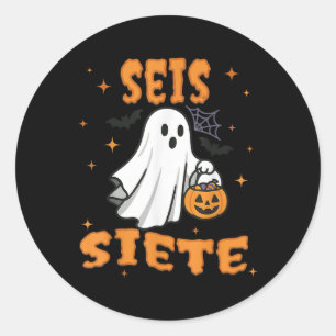 Seis Siete Spanish Halloween 67 Boys Kids Six Seve Classic Round Sticker
