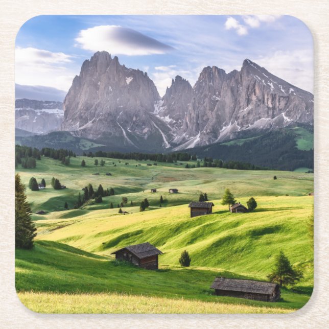 Seiser Alm | Dolomite Alps, Italy Square Paper Coaster (Front)
