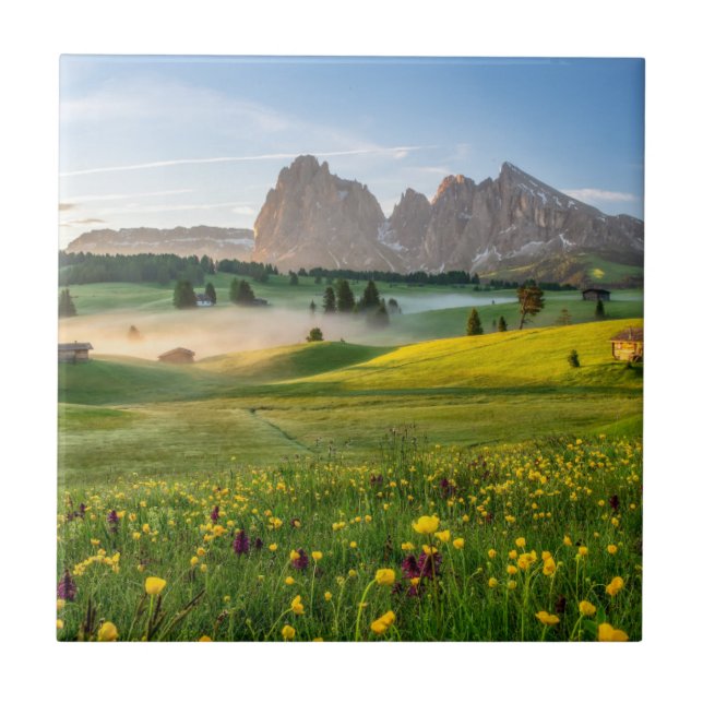 Seiser Alm, Dolomite Alps, Italy Tile (Front)