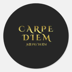 Seize Day Carpe Latin Diem Inspirational Quotes  Classic Round Sticker