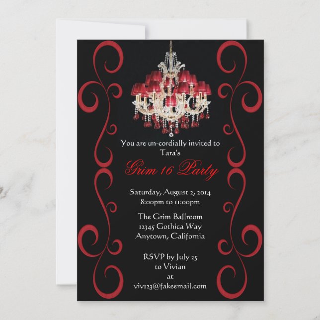 Seize invitations sinistres gothiques faites sur (Devant)
