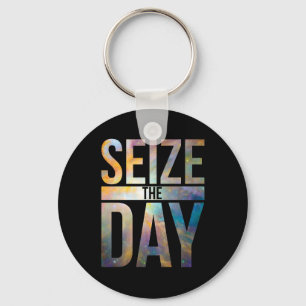 Seize the Day Black Keychain
