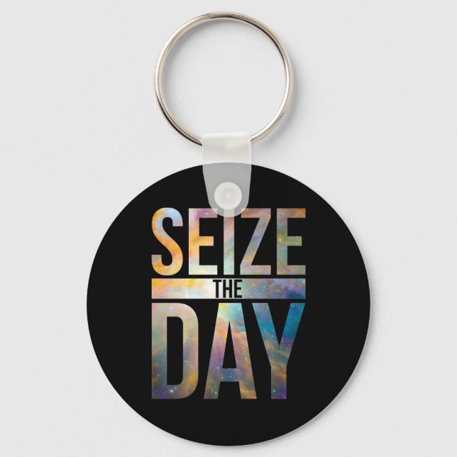 Seize the Day Black Keychain (Front)