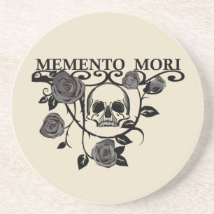 Seize the Day - Black Roses - Memento Mori Skull Coaster