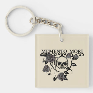 Seize the Day - Black Roses - Memento Mori Skull Keychain