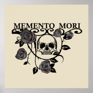 Seize the Day - Black Roses - Memento Mori Skull Poster