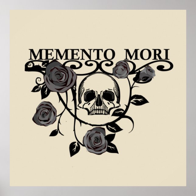 Seize the Day - Black Roses - Memento Mori Skull Poster (Front)