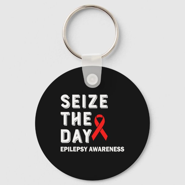 Seize The Day Epilepsy Awareness  Keychain (Front)