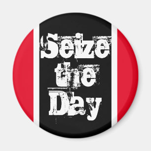 Seize The Day Happiness Quote Modern Black Red Magnet