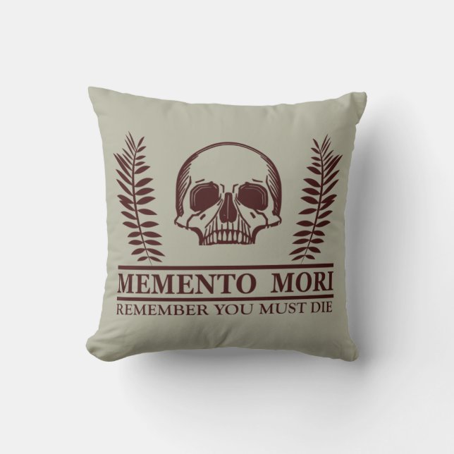 Seize the Day Memento Mori skull Throw Pillow (Front)