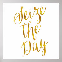Seize The Day Quote Faux Gold Foil Metallic Design