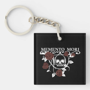 Seize the Day - Red Roses - Memento Mori Skull Keychain