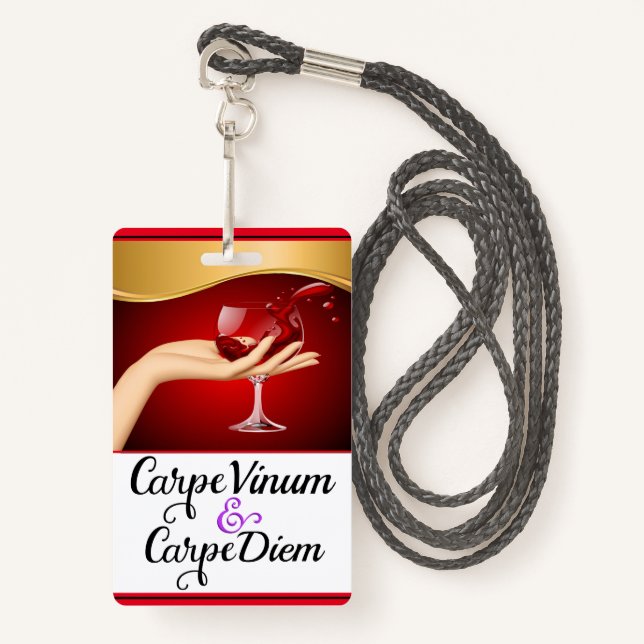 Seize the Wine Seize the Day Lanyard Badge (Front with Lanyard)