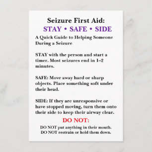 Seizure First Aid Card 