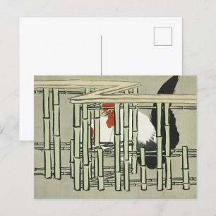 Sekka Roosters from Momoyogusa Japanese Art Postcard
