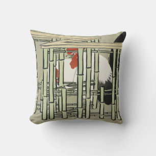 Sekka Roosters from Momoyogusa Japanese Art Throw Pillow