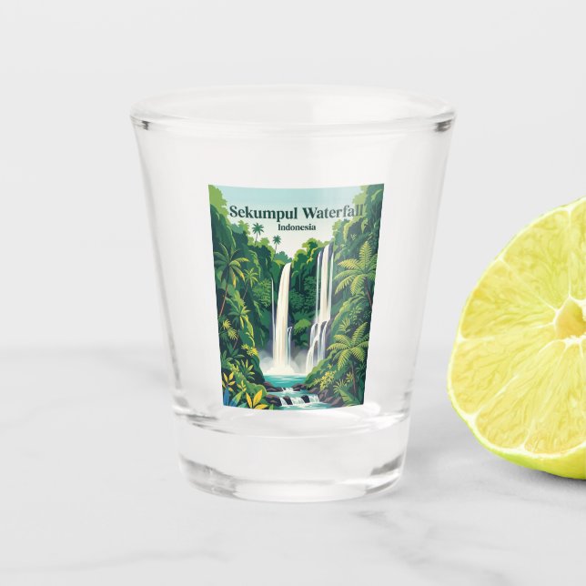 Sekumpul Waterfall Indonesia Shot Glass (Front)