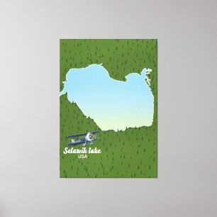 Selawik lake Alaska map Canvas Print