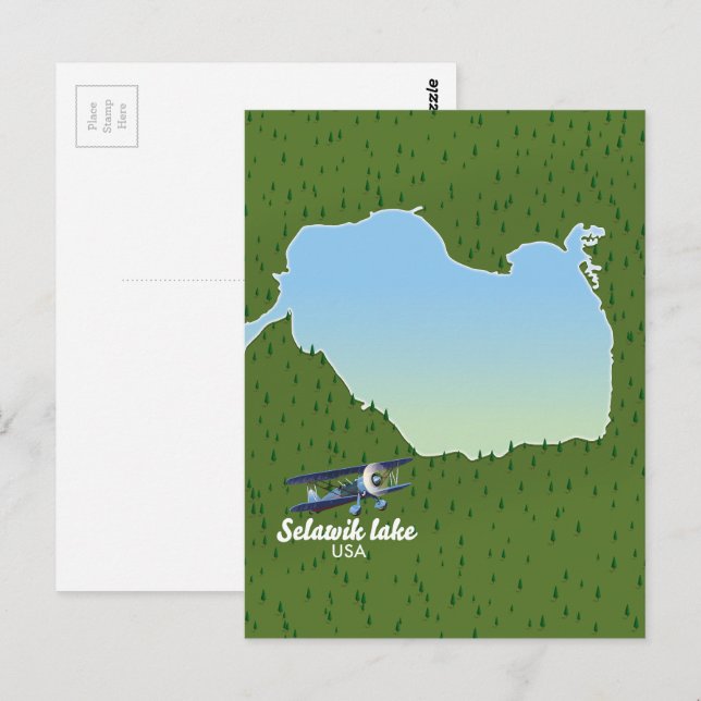 Selawik lake Alaska map Postcard (Front/Back)