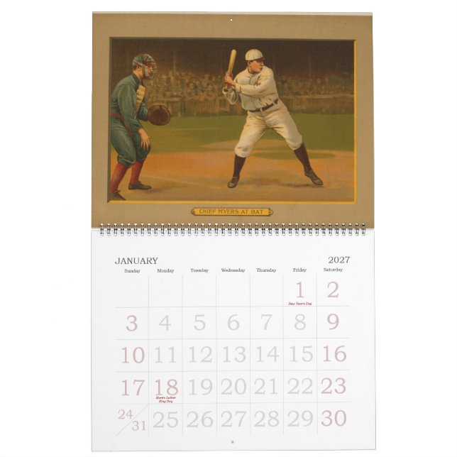 Select 1911 Golden Era Baseball Cards Calendar (Jan 2027)
