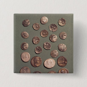 Selection Celtic and Roman coins found 2 Inch Square Button