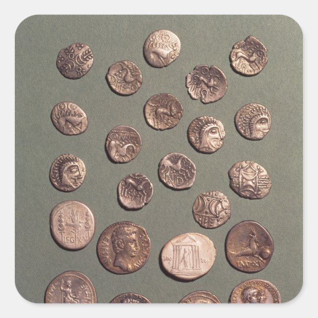 Selection Celtic and Roman  coins found Square Sticker (Front)