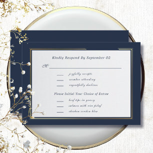 Sélection de menu de réponse RSVP à cadre doré ble