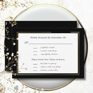 Sélection du menu RSVP du script noir blanc foncé