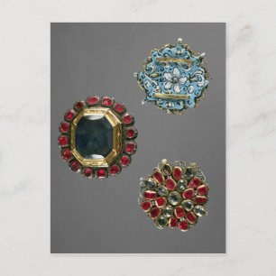Selection of costume brooches postcard