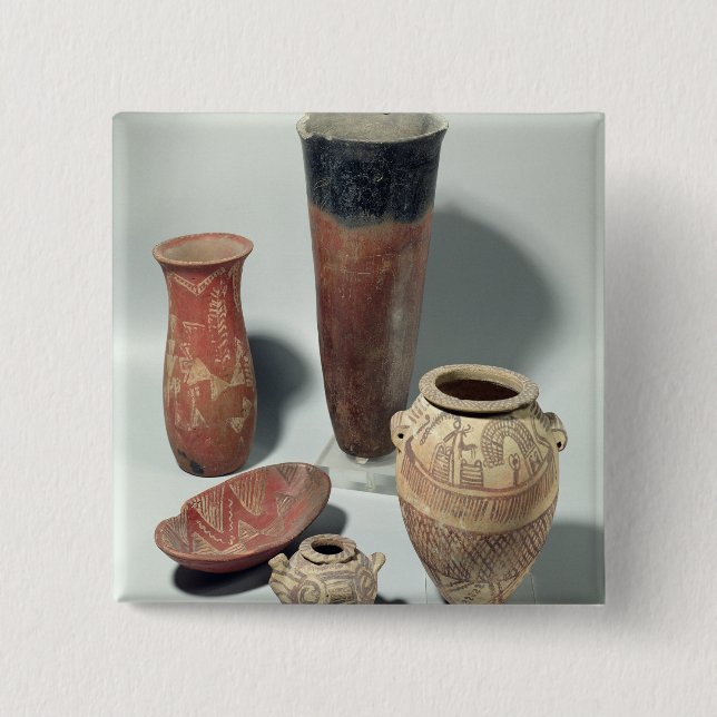 Selection of vases, Naqada I/II Period, 4000-3100 2 Inch Square Button (Front)