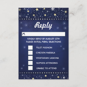 Sélections MENU RSVP Marine Blue Gold & White Star