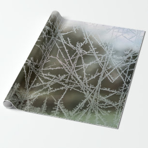 Selective focus of snowflakes wrapping paper