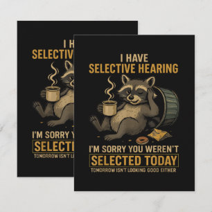 Selective Hearing Funny Raccoon Coffee Thank You Card