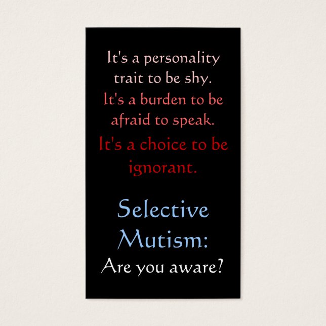 Selective Mutism Awareness (Front)