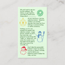 Selective Mutism Christmas Boy Business Card