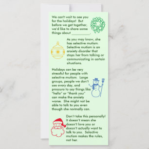 Selective Mutism Christmas Girl Flat Card