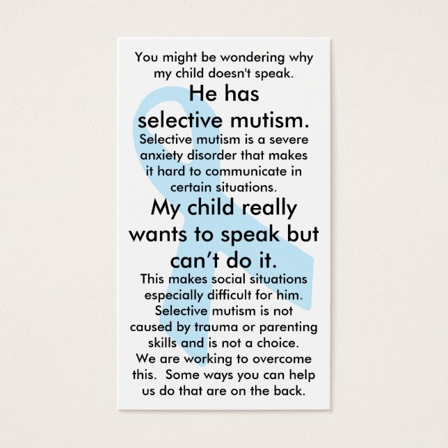 Selective Mutism Do's and Don'ts (male) (Front)