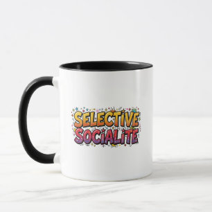 Selective Socialite Funny Introvert Retro Comic Mug