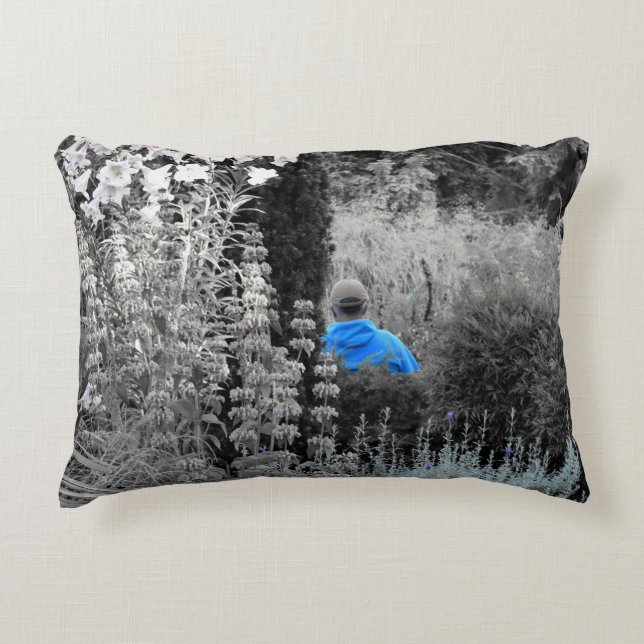 Selectively Blue Garden Visitor Accent Pillow (Front)