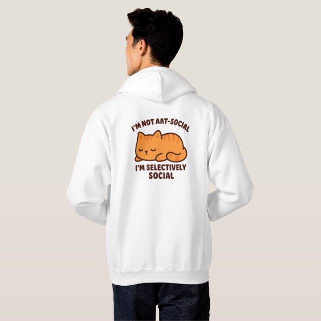 Selectively Social Cat – Cute Kawaii Sleeping Kitt Hoodie (Back Full)