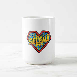 Selena Name Colourful Heart Comic Pop Art Gift Coffee Mug