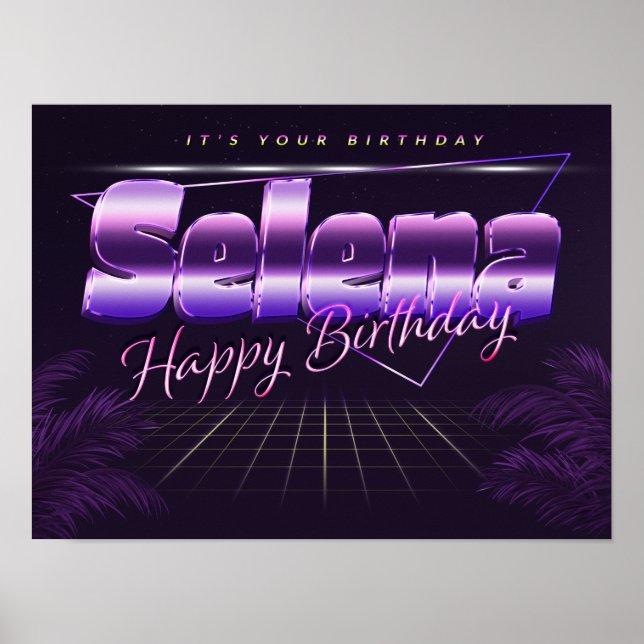 Selena Name First name lila retro Poster Birthday (Front)