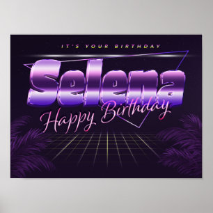 Selena Name Vorname lila retro Poster Geburtstag