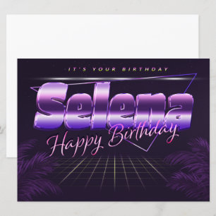 Selena Nom Prénom lila retro Carte Anniversaire