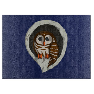 Selene the Owl Glass Cutting Board