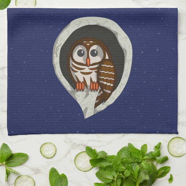 Selene the Owl Kitchen Towel (Folded)