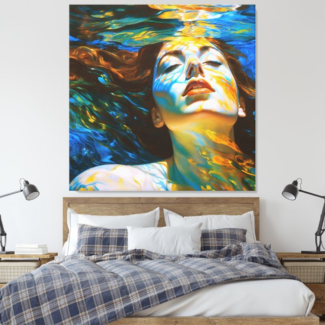“Selene” - Women In Water Canvas Print (Insitu(Bedroom))